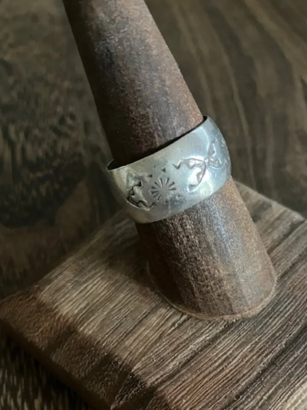 Vintage Navajo Wide Band Stamped Sterling Unisex Ring